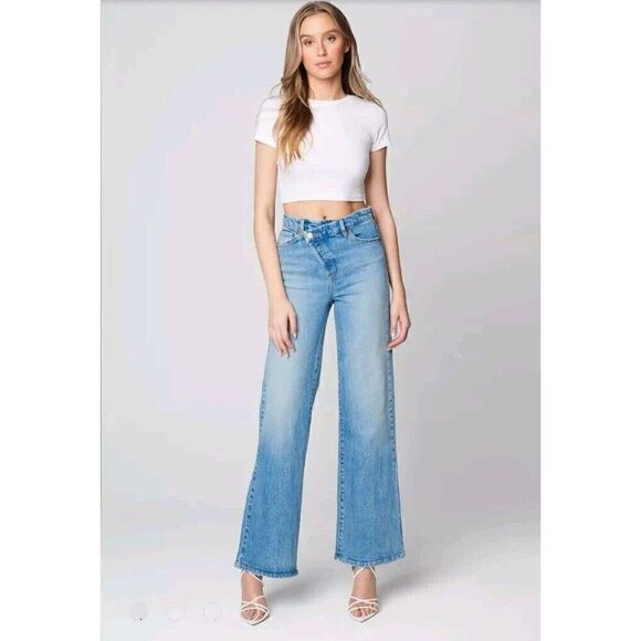 BlankNYC The Franklin Straight Ovelap Fly Say Less Wash Wide Leg Jeans Size 28 - Picture 10 of 10